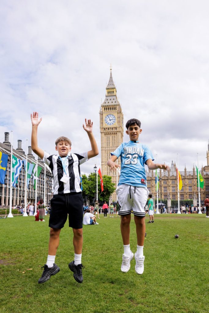 Kids jumping at Big Ben