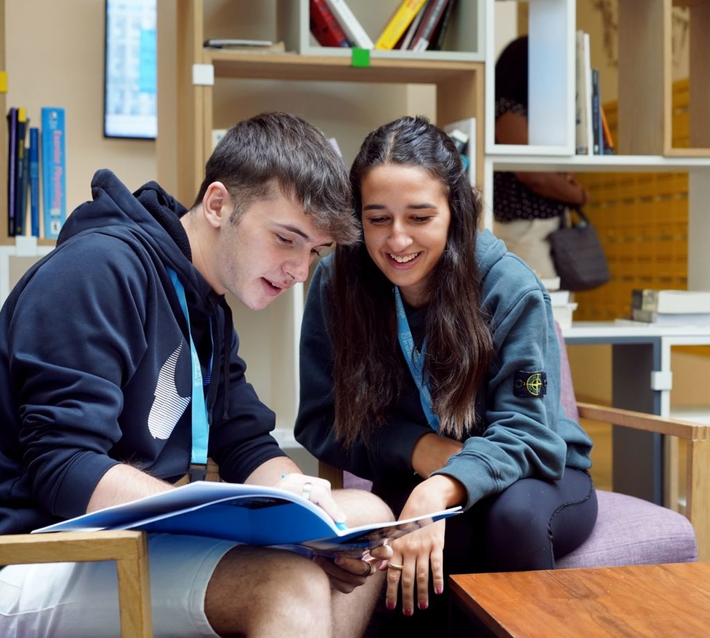 Students at Garden Halls library
