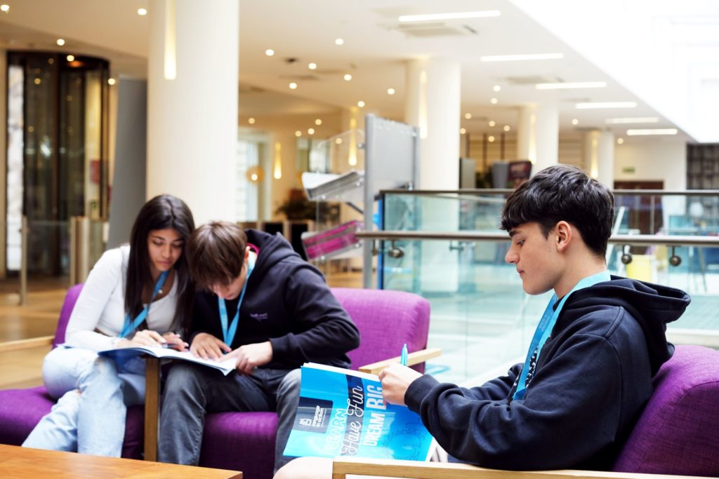 Students studying at Garden Halls
