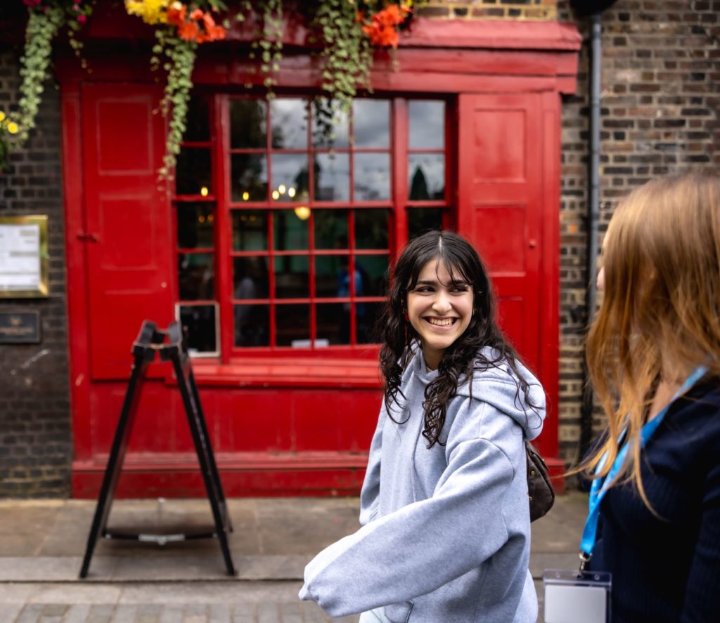 Girls walking near Borough Market in London