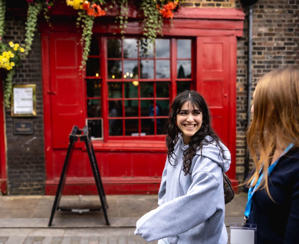 Girls walking near Borough Market in London