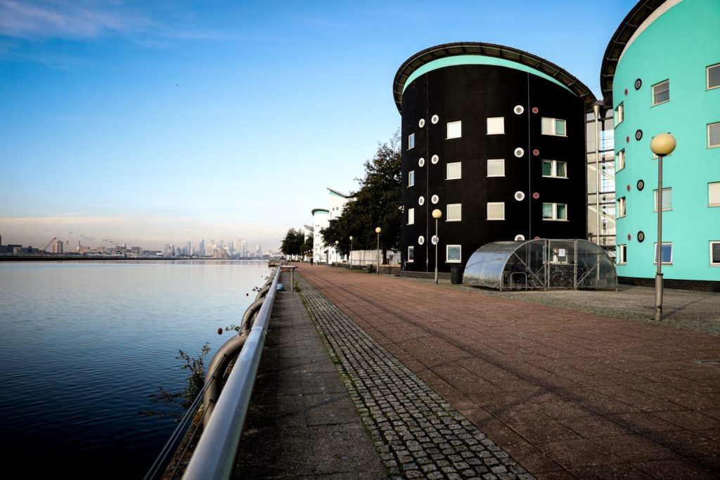 University of East London Docklands campus riverside views